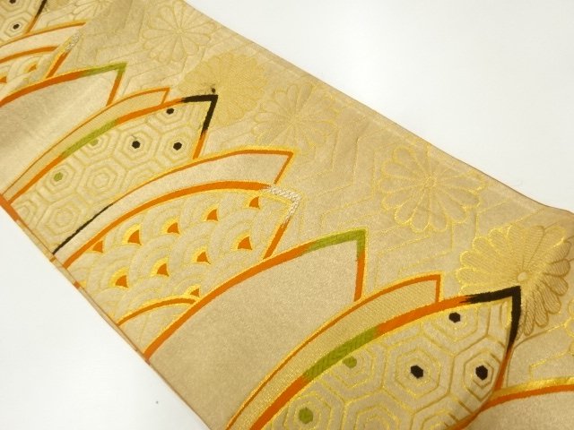 JAPANESE KIMONO / ANTIQUE FUKURO OBI / SILK / WOVEN FLOWER CLASSICAL PATTERN